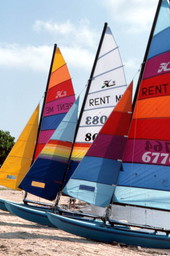 Hobie Cat sailboats on Smathers Beach at the end of South Roosevelt Boulevard - Key West, Florida