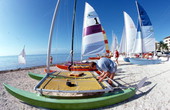 Catamarans on Smathers Beach at the end of South Roosevelt Boulevard - Key West, Florida