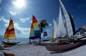 Hobie Cat sailboats on Smathers Beach at the end of South Roosevelt Boulevard - Key West, Florida
