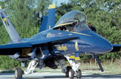 Blue Angels F/A-18 Hornet parked at the Naval Air Station - Key West, Florida