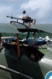Replica biplane with machine gun parked at Lakeland Airport during "Fly-in" - Lakeland, Florida