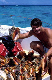 Dale McDonald with conch harvest.