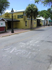 Graffiti on Greene Street in front of Capt. Tony's Saloon - Key West, Florida.