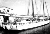 The schooner "Western Union" docked at the old Key West Seaport docks located by the Schooner Wharf Bar at the Key West Bight..