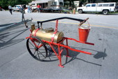 Antique hand drawn fire cart on display at the Hialeah, FL "Fire Muster".