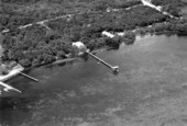 Aerial view of pier on the Strunk family property - No Name Key, Florida