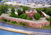 Aerial view of the East Martello Tower museum - Key West, Florida.
