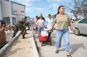 Karen Baso and Betty Williams at KWHS relief center..