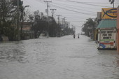 Looking down Bertha Street at flooding caused by Hurricane Wilma - Key West, Florida.