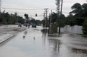 Flagler Avenue and Fifth Street intersection flooded by Hurricane Georges - Key West, Florida.