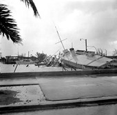 View of destruction from Hurricane Betsy at the Key West Yacht Club - Key West, Florida.