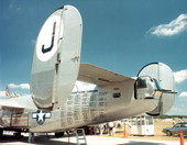 Tail end of B-24 "Liberator" bomber showing machine gun turret during an EAA Fly-in - Lakeland, Florida