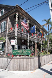 Cypress House at 601 Caroline Street decorated for Christmas - Key West, Florida.