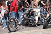 Customized motorcycle parked on Main Street during Bike Week 2006 - Daytona Beach, Florida