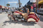 Indian motorcycle parked on Main Street during 2006 Bike Week - Daytona Beach, Florida.