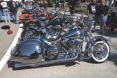 All chrome custom Harley-Davidson bike on display during Ocean Center Bike Show - Daytona Beach, Florida