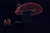 Mushroom float in the Main Street Electrical Parade at the Magic Kingdom - Orlando, Florida.