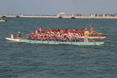 View of races during the Battle in the Bay Dragon Boat Festival - Key West, Florida.