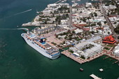 Mallory Square with cruise ship docked at pier..