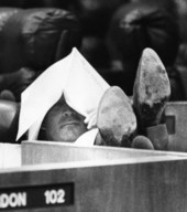 Representative Gene Hodges takes a nap during a recess - Tallahassee, Florida.