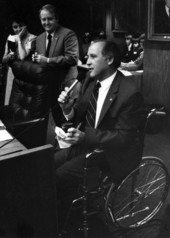 House Minority Leader Rep. Ron Richmond in a wheelchair due to back problems - Tallahassee, Florida.