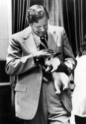 Representative Sid Martin with a rabbit - Tallahassee, Florida.