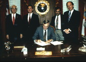 Governor Lawton Chiles signs a bill - Tallahassee, Florida.