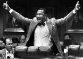 Representative Alzo Reddick shouts "Yea" for a bill - Tallahassee, Florida.