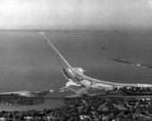 Aerial view of Pensacola and the bridge - Pensacola, Florida .