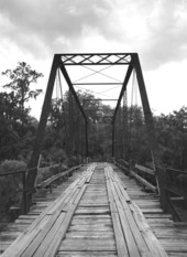 Close up of wooden bridge over Suwannee River - White Springs, Florida