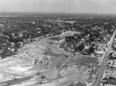 Aerial view of the I-4/I-75 interchange construction in Tampa, Florida.
