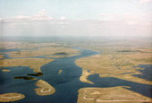 Aerial view overlooking the mouth of the St. Johns River near Mayport, Florida.