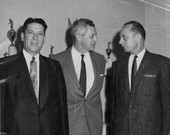 Superintendent Arthur Dozier, left, with Governor LeRoy Collins at the Florida Industrial School for Boys in Marianna, Florida.