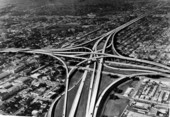 Superimposed model on an aerial photograph of the city - Miami, Florida