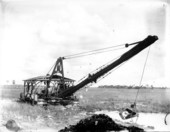 Dragline at work dredging a canal for the Everglades drainage project
