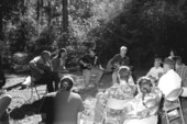 Frank Thomas, Don Grooms, Del Suggs, and Ken Skeens playing guitar at a songwriters workshop- White Springs, Florida