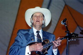 Close up of Bill Monroe performing at Florida Folk Festival - White Springs, Florida .