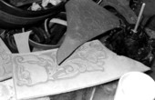 Pieces of leather to be used to make a saddle at Cauley's Feed and Saddle Shop- Lakeland, Florida