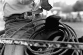 Cowboy's saddle and rope used for calf roping- Macclenny, Florida