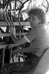 Sarah Childs with vaccination equipment at Buck Island Ranch- Lake Placid, Florida