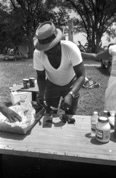 Unidentified man getting food at the Elks Color Guard barbeque - Miami, Florida.