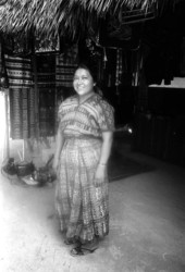 Cruz Josefina Gomez wearing a traditional Guatemalan dress - Miami, Florida.