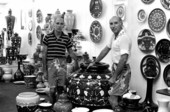 Curras brothers with their ceramic wares in their shop - Miami Beach, Florida.