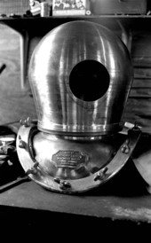 Greek sponge diving helmet being made by Antonios Lerios - Tarpon Springs, Florida