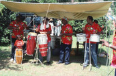 Key West Island Junkanoos playing calypso music at the 1991 Florida Folk Festival - White Springs, Florida