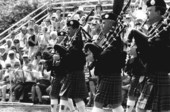 Scottish American pipe band performing at a Scottish Games event