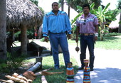 Danny Wilcox (L) and Bobby Henry with examples of woodwork- Tampa, Florida