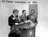 Florida Secretary of State Jim Smith (far right) presenting a Florida Artists Hall of Fame award in the rotunda of the Capitol building.