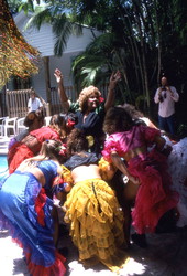 Emelia Fernandez (center) leading Cayo Hueso Comparsa Dancers - Key West, Florida.