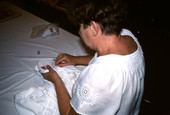 Margaret Horvath making Hungarian embroidery- Port Orange, Florida
